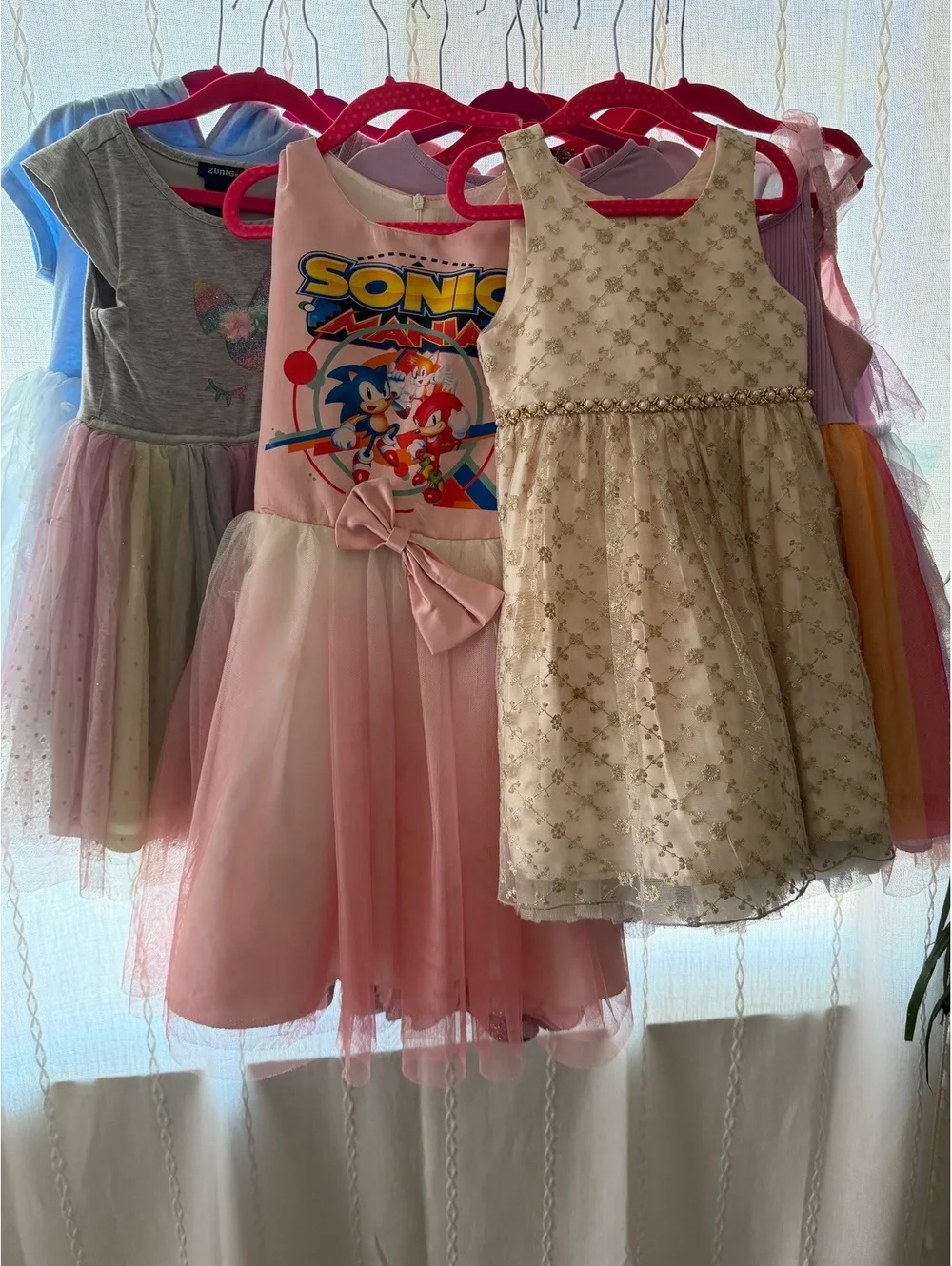 Girls Sonic Mania Pink Dress with Tulle Skirt and Bow Accent
